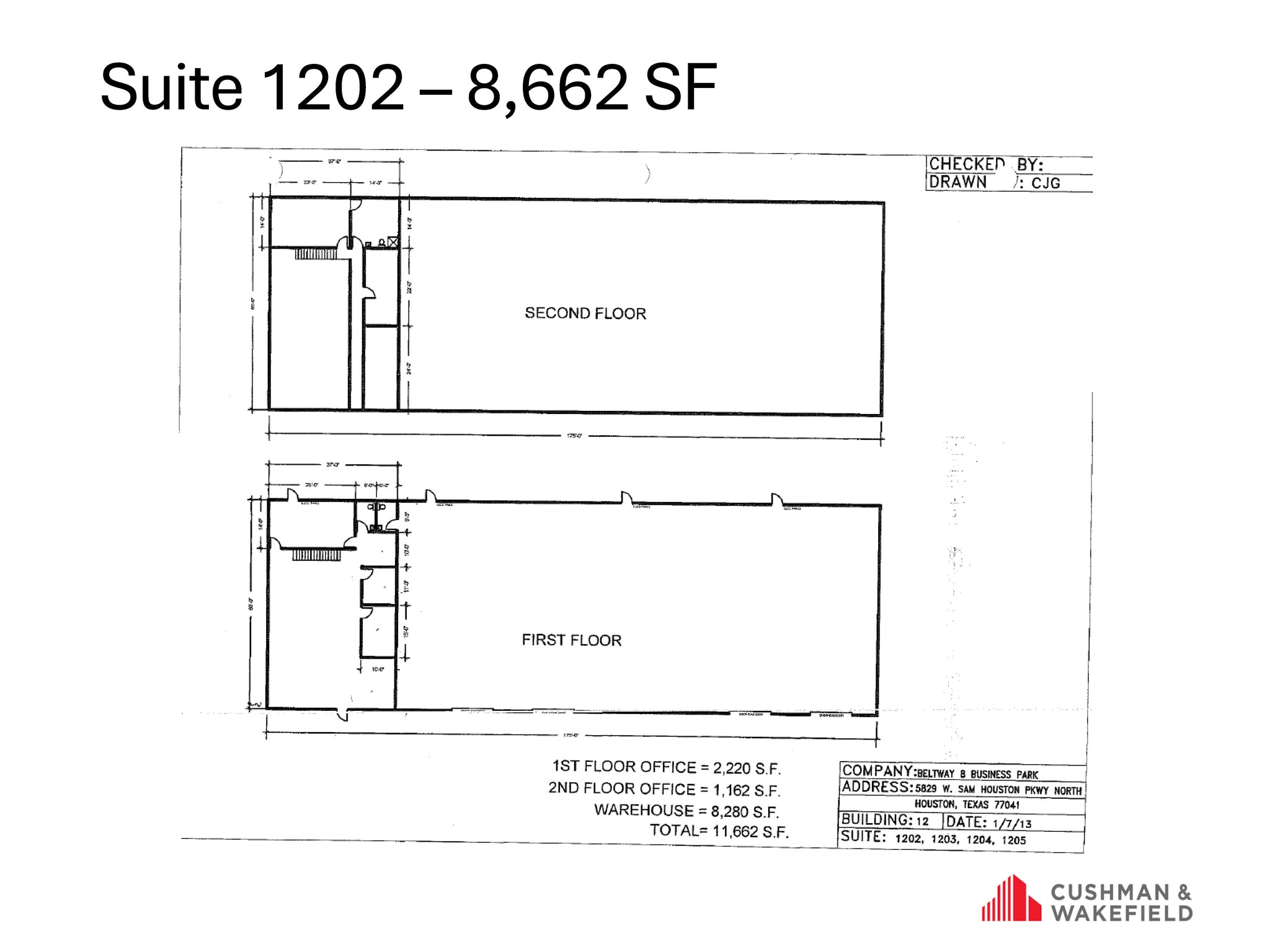 5829 W Sam Houston Pky N, Houston, TX à louer Plan d’étage– Image 1 sur 1