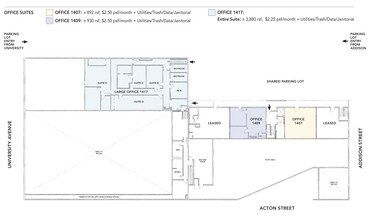 1405-1417 Addison St, Berkeley, CA à louer Plan d’étage– Image 2 sur 7