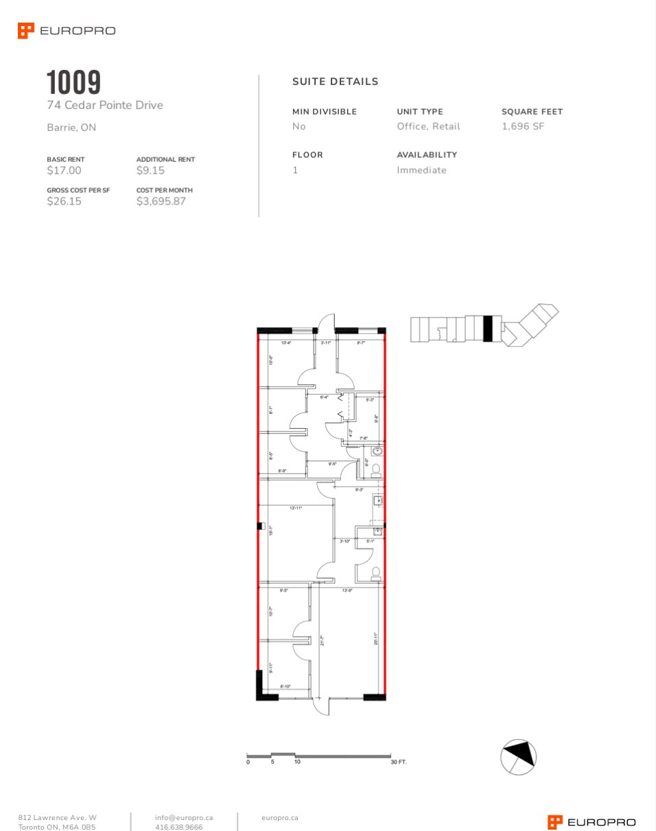 29-35 Cedar Pointe Dr, Barrie, ON à louer Plan d’étage– Image 1 sur 1