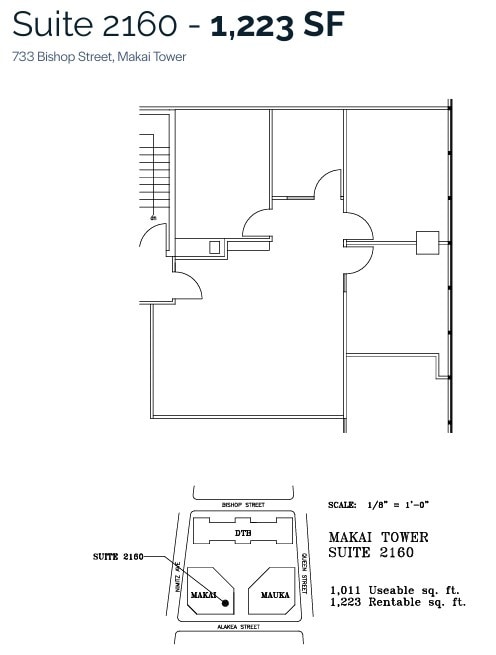 733 Bishop St, Honolulu, HI à louer Plan d’étage– Image 1 sur 1