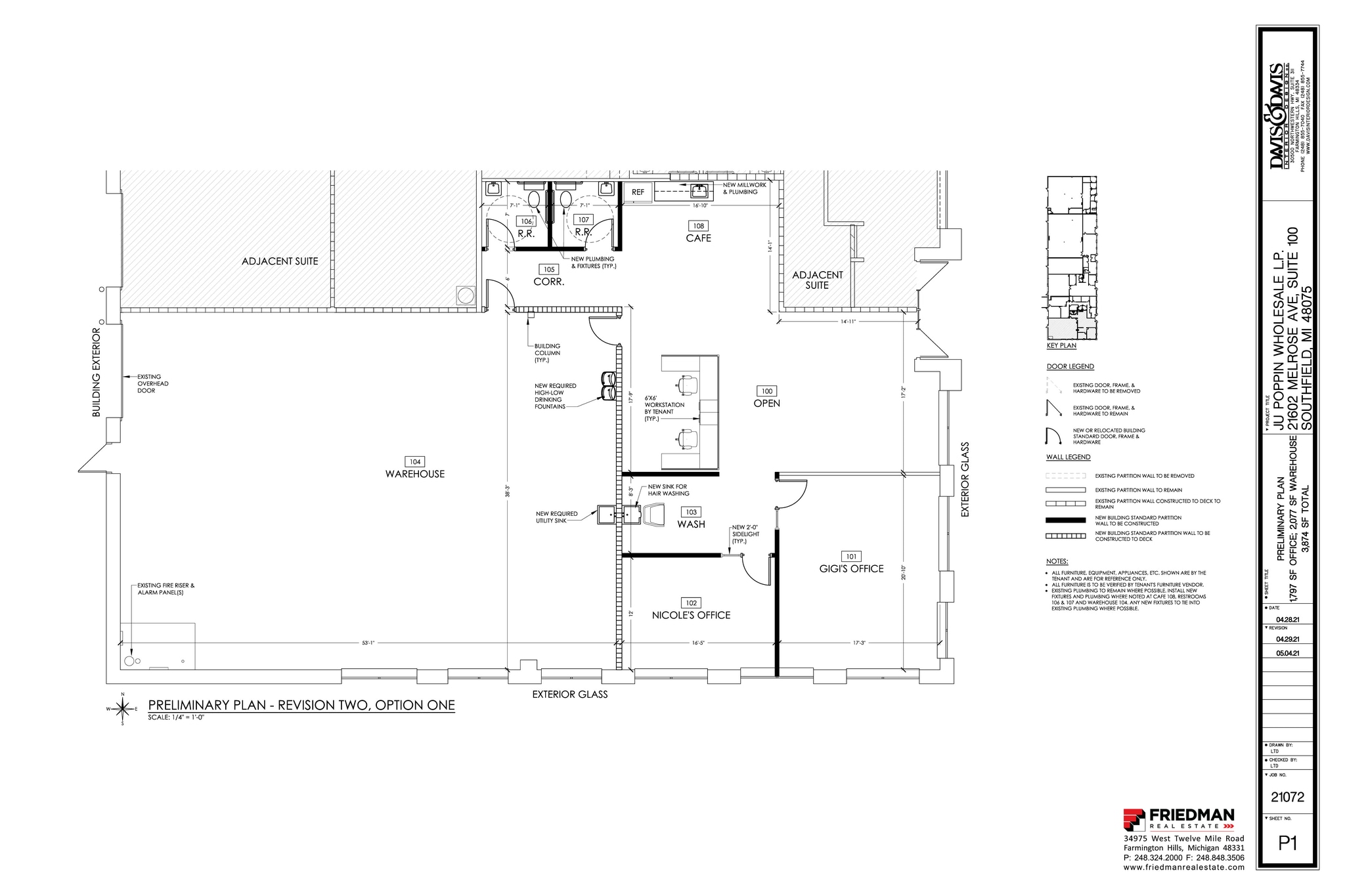21455 Melrose Ave, Southfield, MI à louer Plan d’étage– Image 1 sur 2