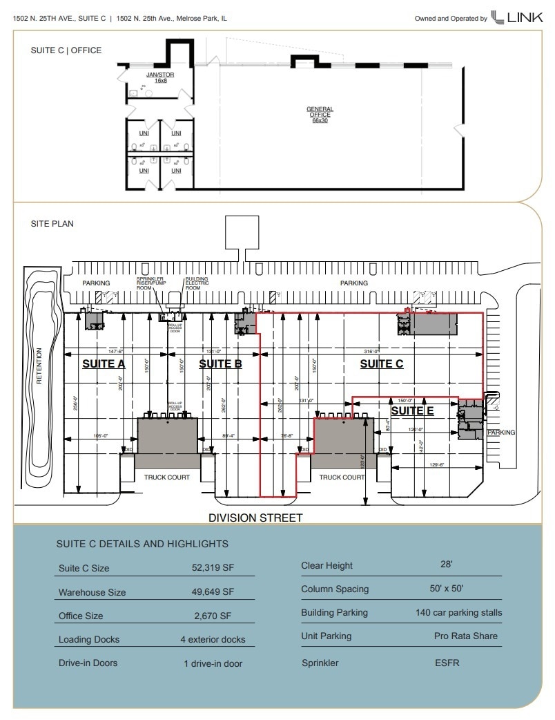 1502 N 25th Ave, Melrose Park, IL à louer Plan d’étage– Image 1 sur 1