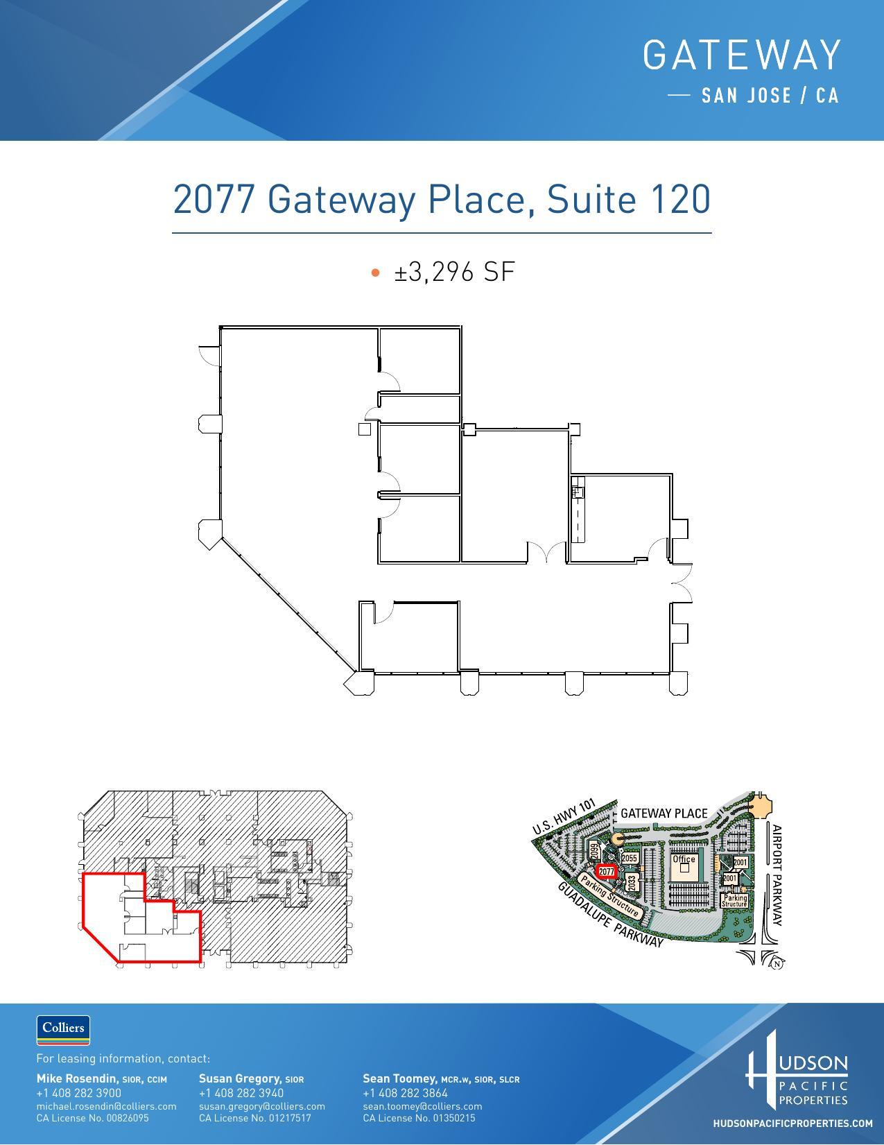 2033 Gateway Pl, San Jose, CA à louer Plan d’étage– Image 1 sur 1
