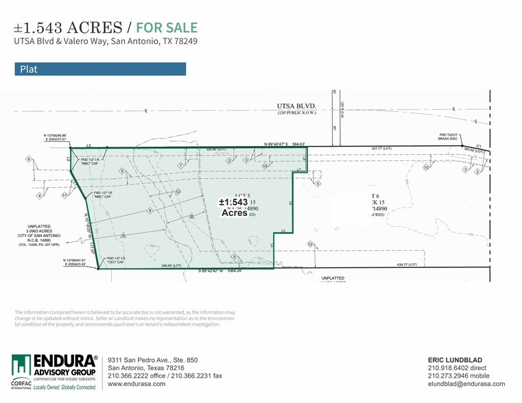UTSA Blvd & Valero Way, San Antonio, TX à vendre - Plan cadastral – Image 3 sur 3