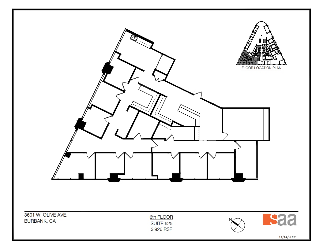3601 W Olive Ave, Burbank, CA à louer Plan d’étage– Image 1 sur 1