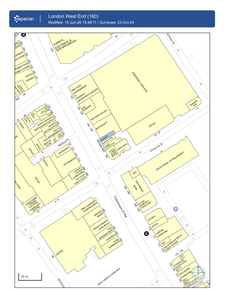 154-162 Tottenham Court Rd, Londres à louer Carte Goad– Image 1 sur 1