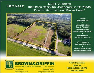 Plus de détails pour 1809 Rock Creek Rd, Gordonville, TX - Terrain à vendre