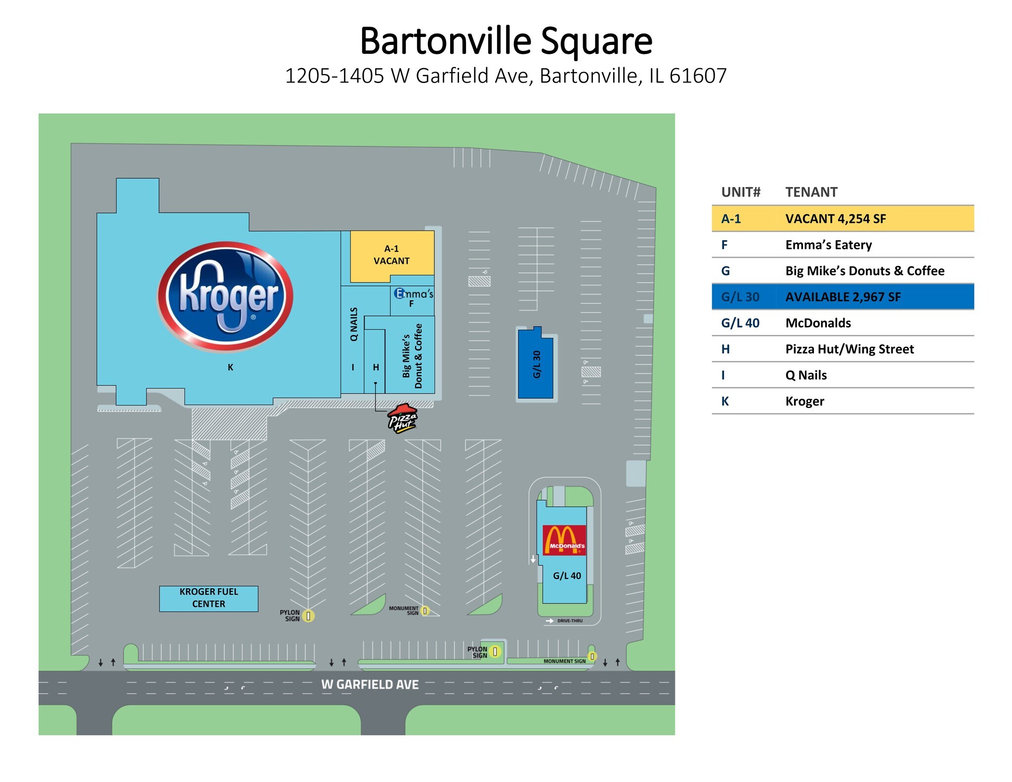 1205-1405 W Garfield Ave, Bartonville, IL à louer Plan de site– Image 1 sur 1