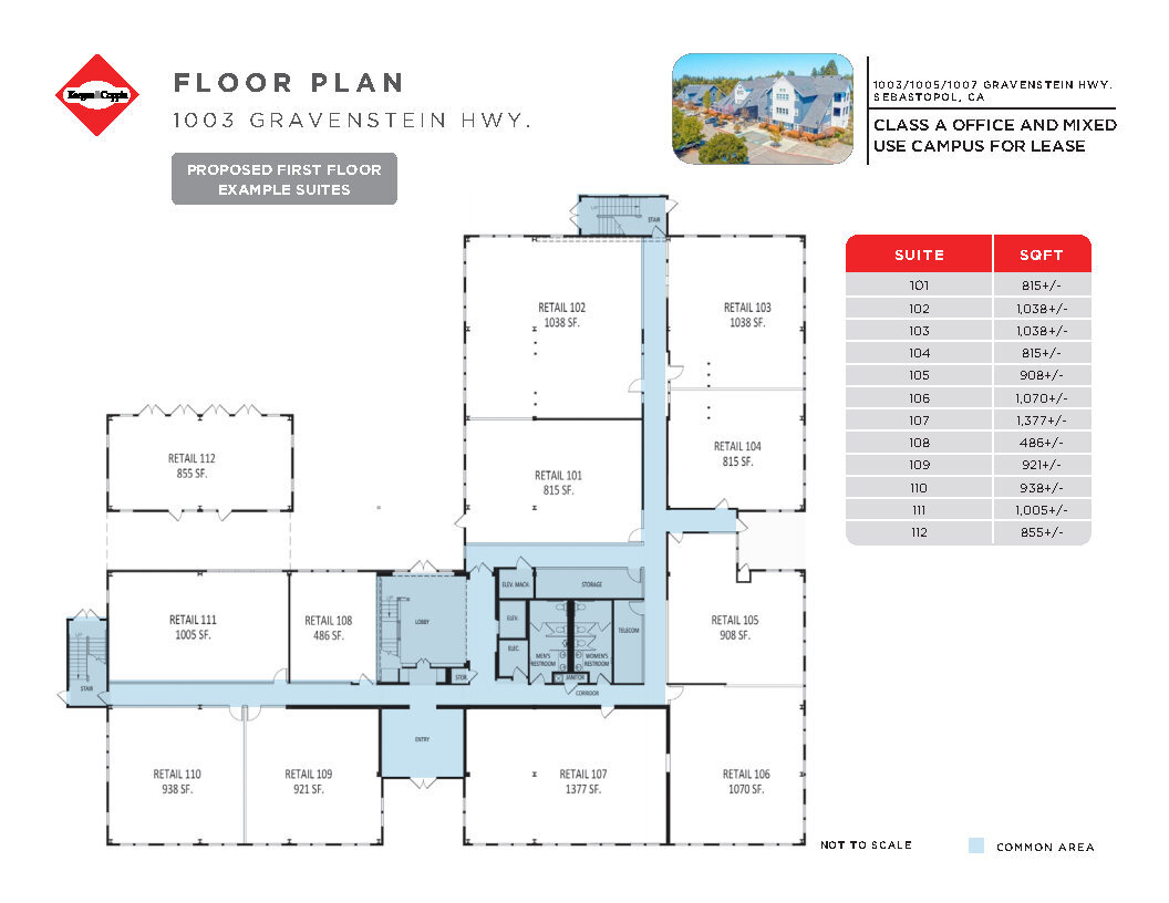 1003 Gravenstein Hwy, Sebastopol, CA à louer Plan d’étage– Image 1 sur 1