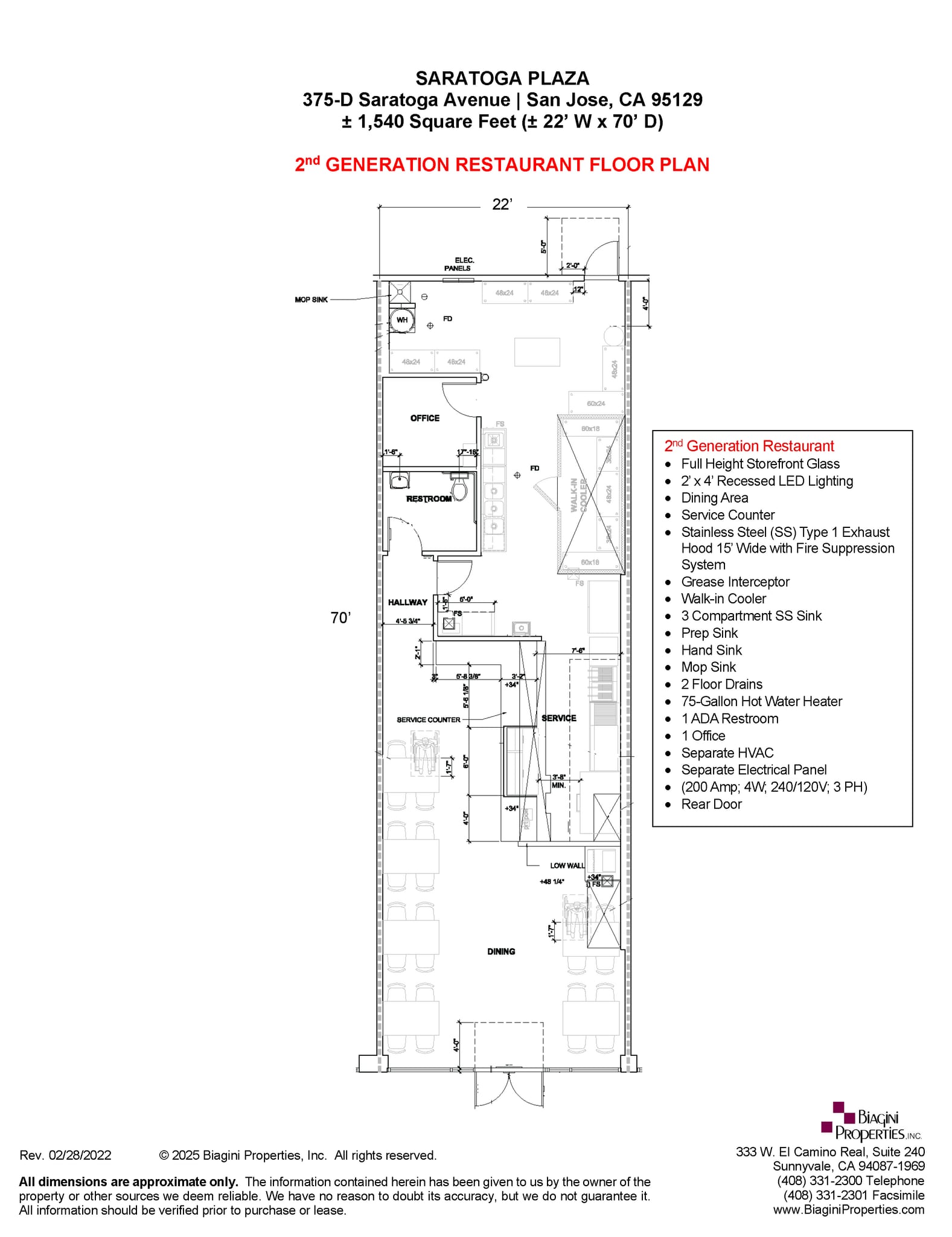 375 Saratoga Ave, San Jose, CA à louer Plan d’étage– Image 1 sur 1