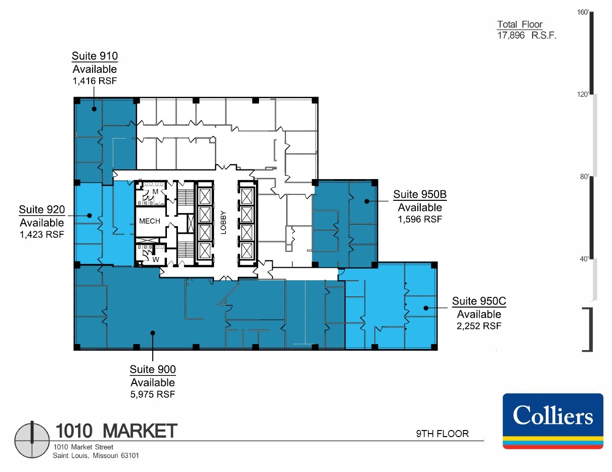 1010 Market St, Saint Louis, MO à louer Plan d’étage– Image 1 sur 1