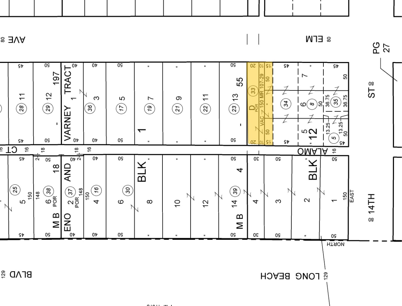 1429 Elm Ave, Long Beach, CA à vendre Plan cadastral– Image 1 sur 2