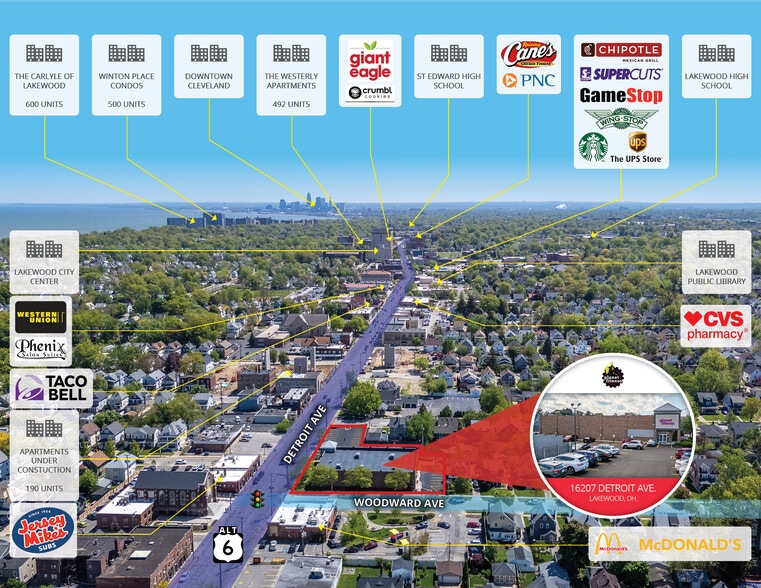 16207 Detroit Ave, Lakewood, OH à vendre - Aérien – Image 3 sur 6