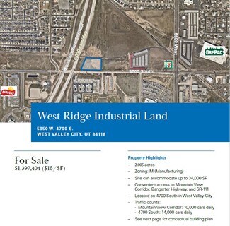 Plus de détails pour 5950 4700, West Valley City, UT - Terrain à vendre