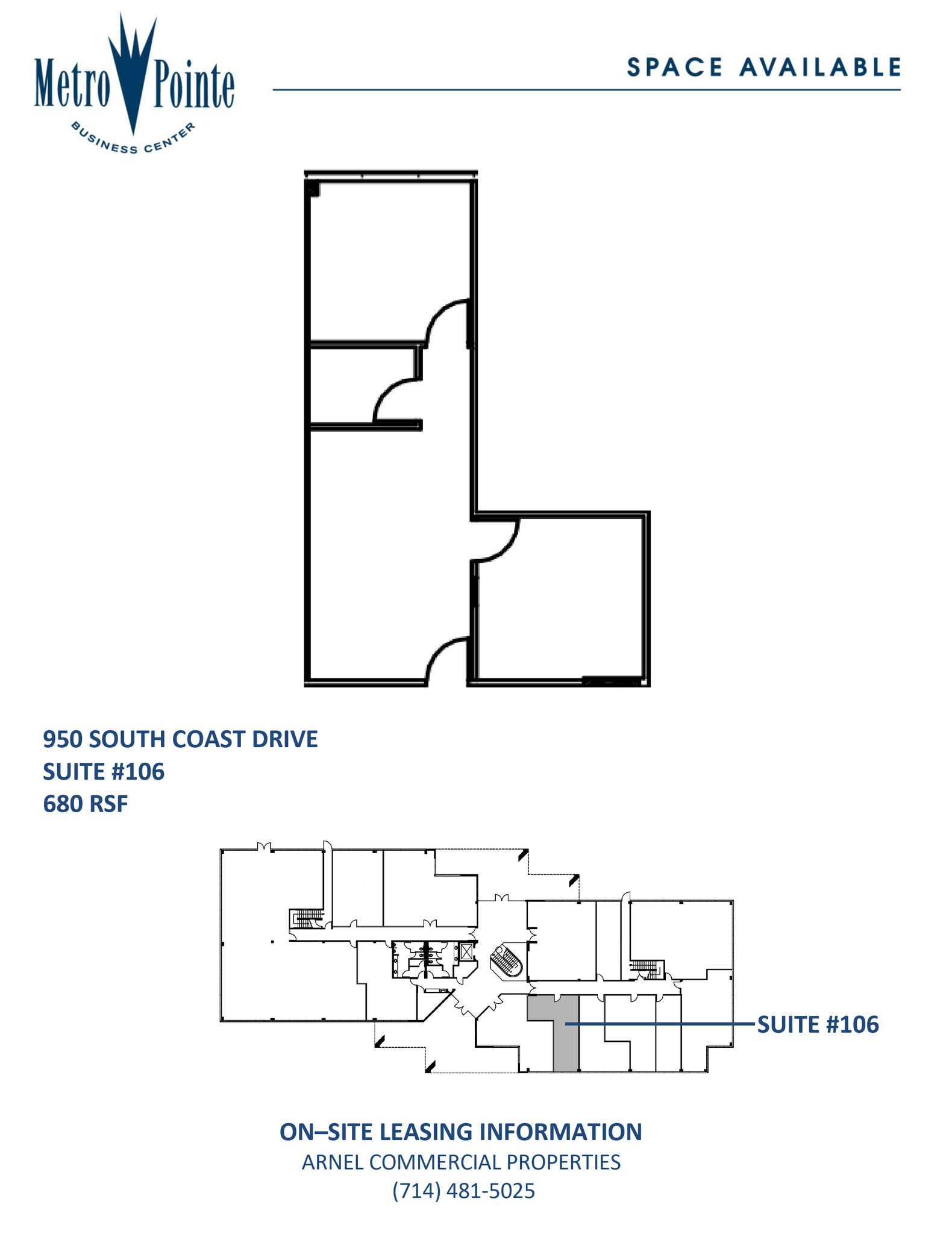 950 S Coast Dr, Costa Mesa, CA à louer Plan d’étage– Image 1 sur 1