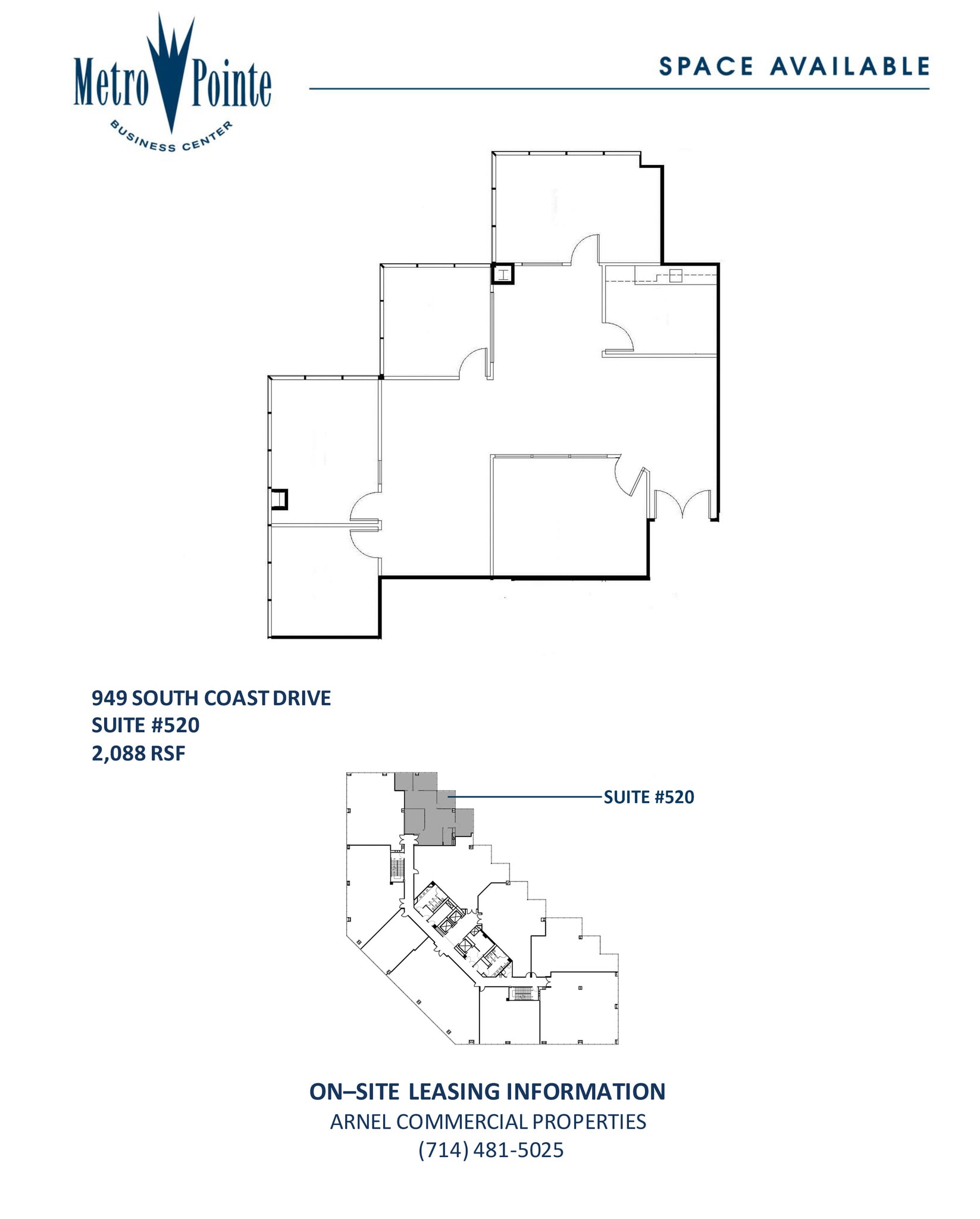 949 S Coast Dr, Costa Mesa, CA à louer Plan d’étage– Image 1 sur 1