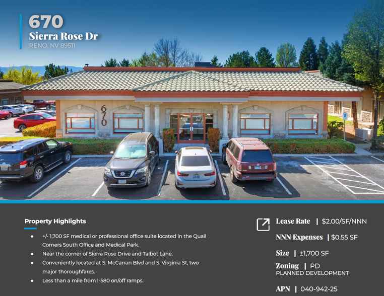 670 Sierra Rose Dr, Reno, NV à louer - Photo de l’immeuble – Image 2 sur 3