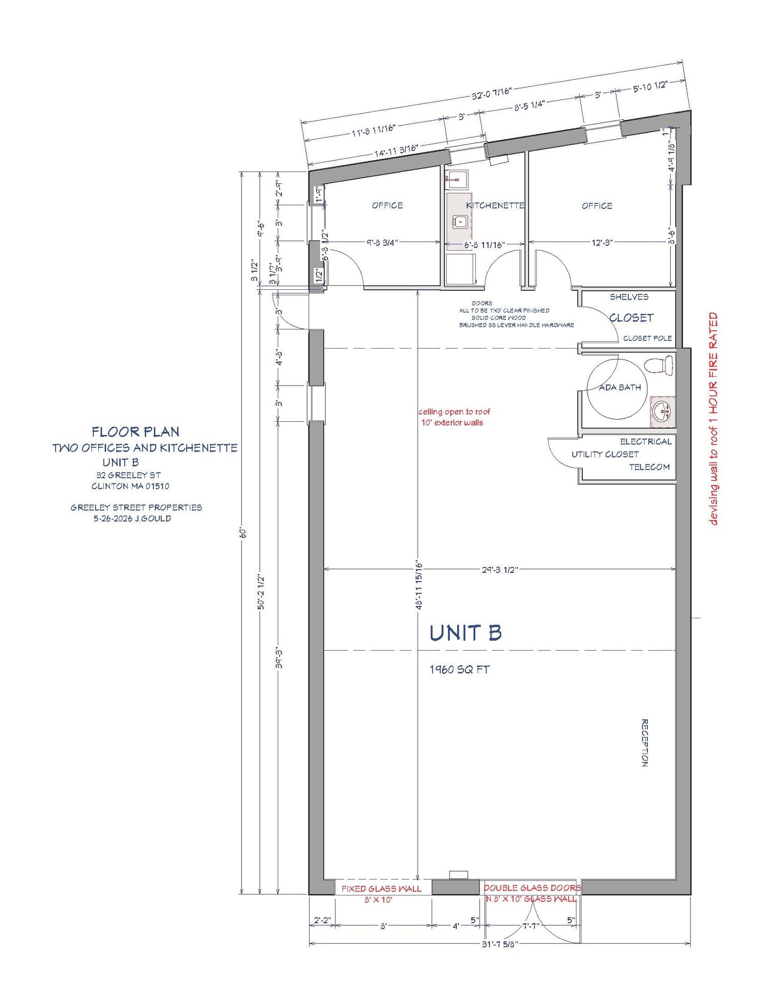 32 Greeley St, Clinton, MA à louer Plan d’étage– Image 1 sur 7