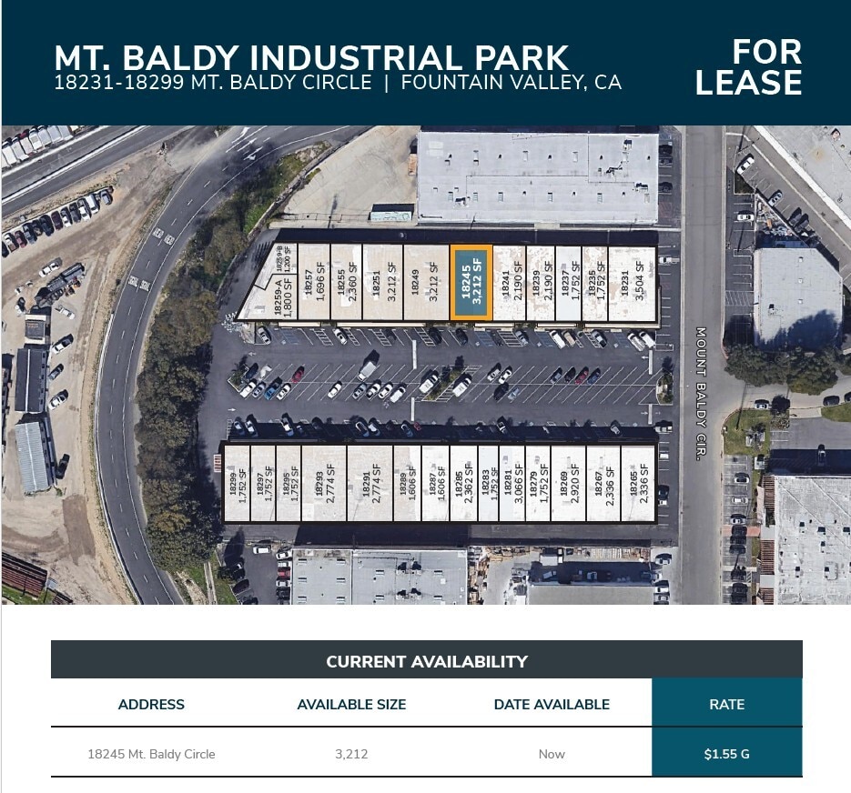 18231-18259 Mount Baldy Cir, Fountain Valley, CA à louer Plan d’étage– Image 1 sur 1