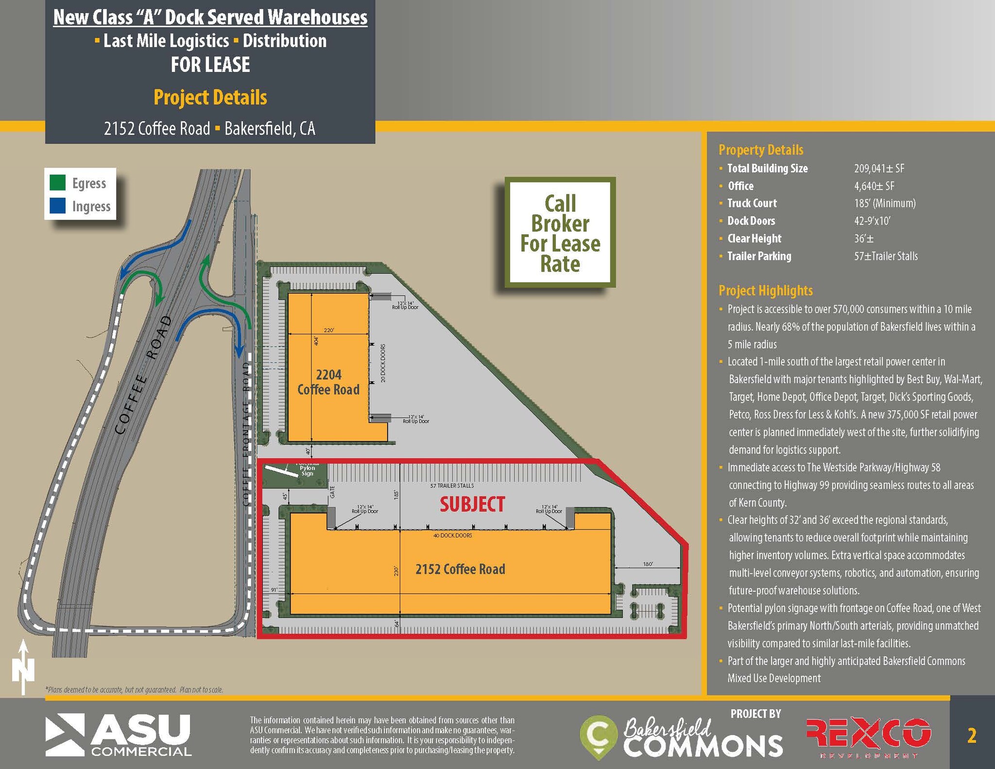 2152 Coffee Rd, Bakersfield, CA à louer Plan de site– Image 1 sur 2
