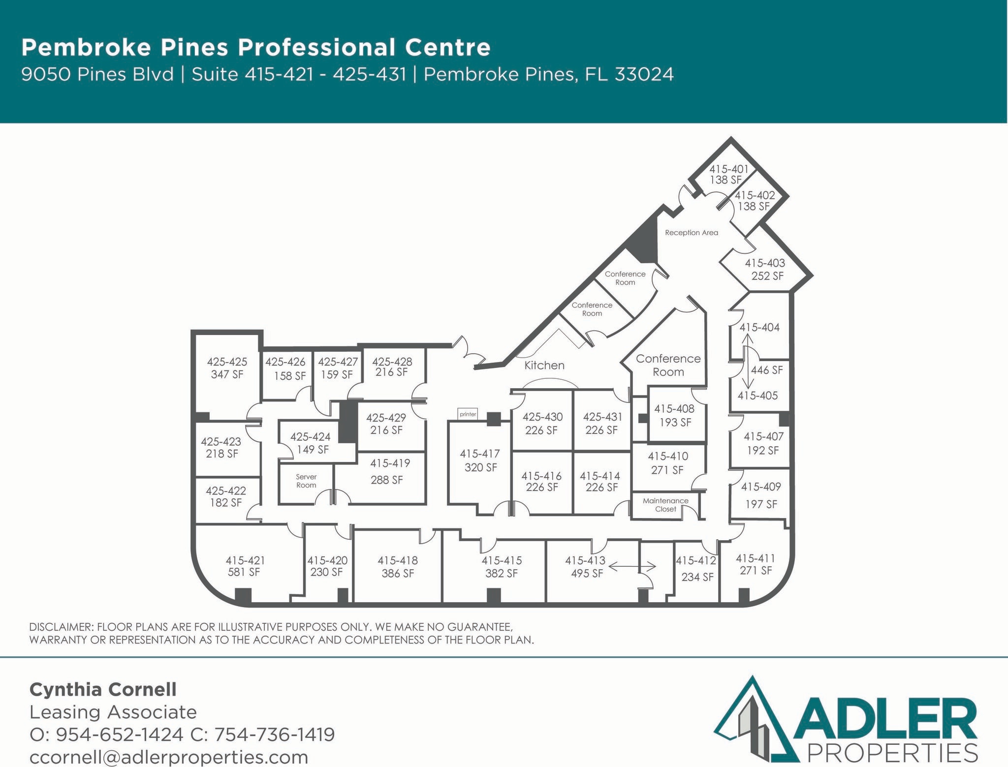 9050 Pines Blvd, Pembroke Pines, FL à louer Plan d’étage– Image 1 sur 1