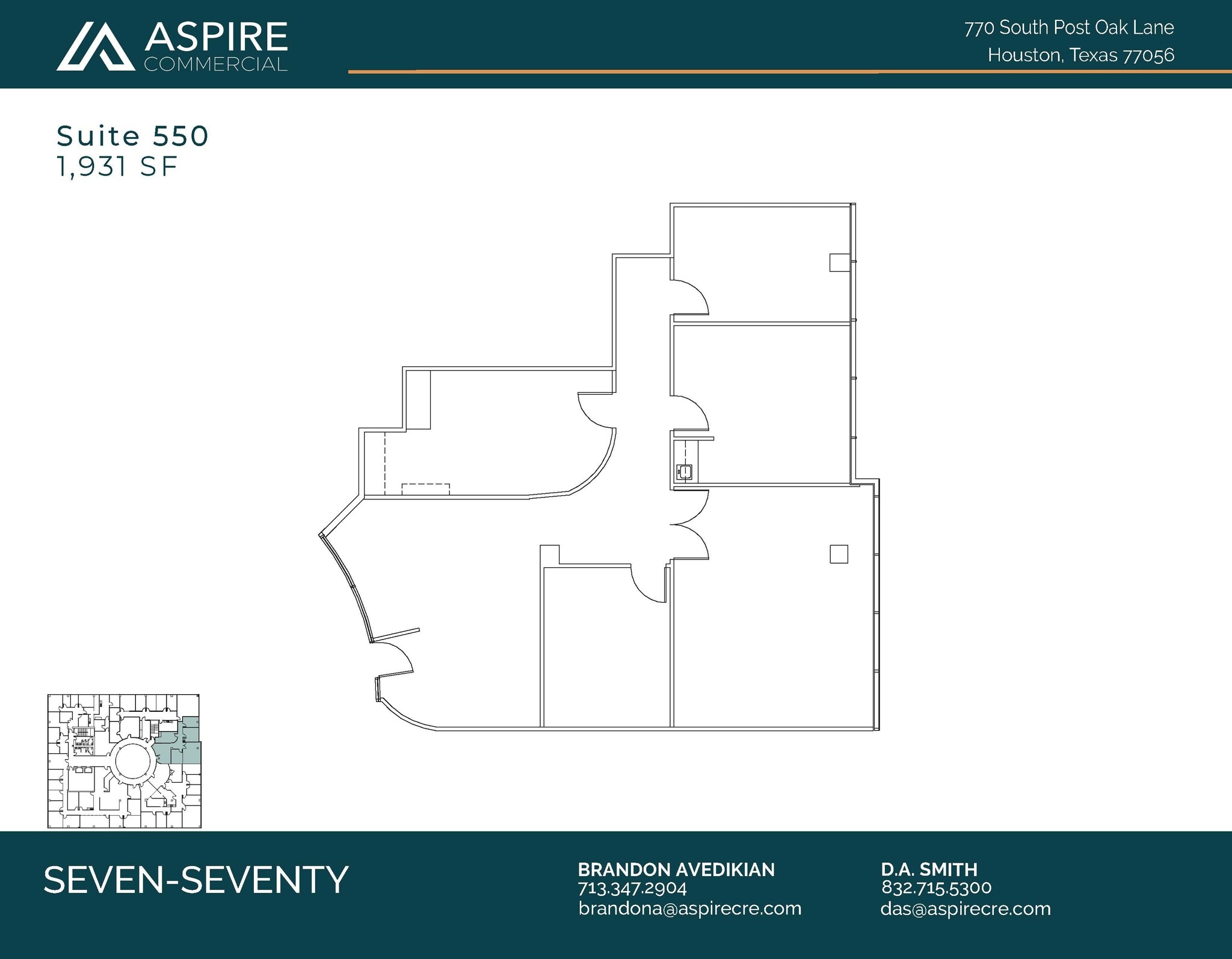 770 S Post Oak Ln, Houston, TX à louer Plan d’étage– Image 1 sur 4