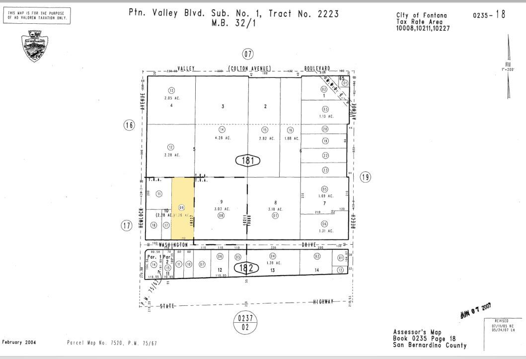 15132 Washington Dr, Fontana, CA à vendre Plan cadastral– Image 1 sur 2