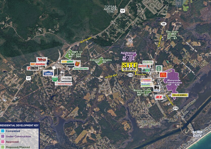 NC 210 & Kayda Way, Hampstead, NC à louer - Aérien – Image 2 sur 3