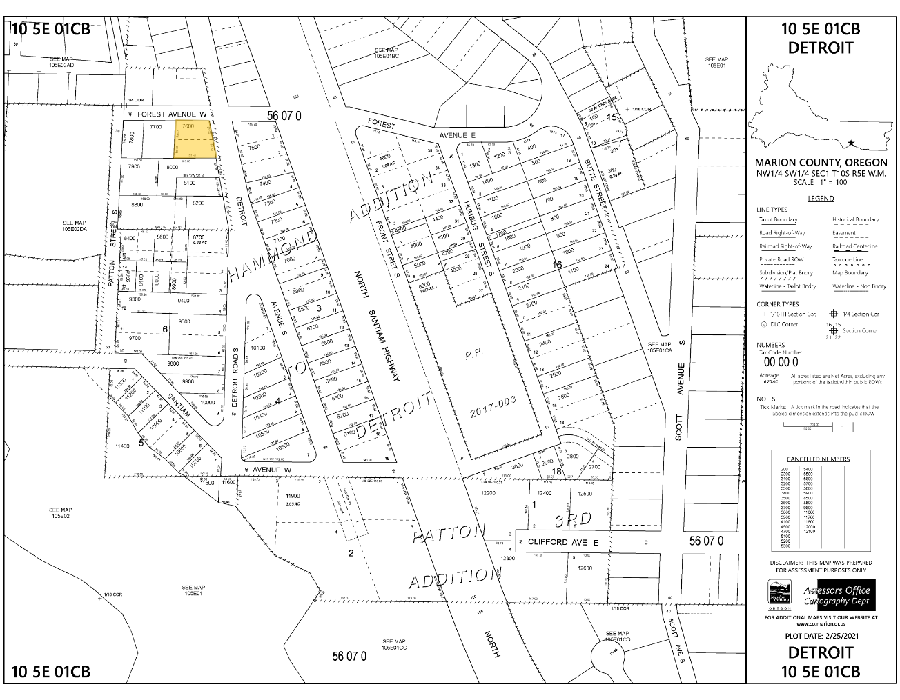100 S Detroit Ave, Detroit, OR à vendre Plan cadastral– Image 1 sur 2