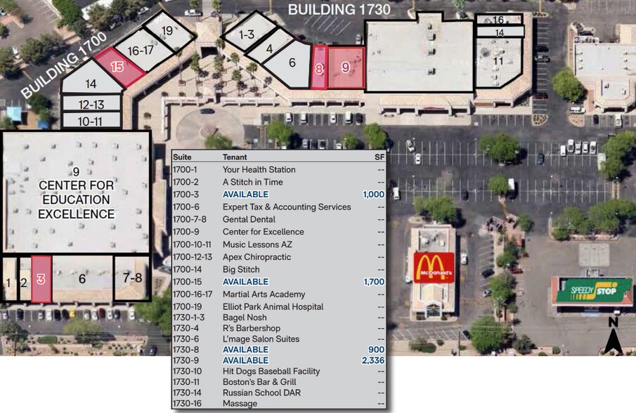 1700-1790 E Elliot Rd, Tempe, AZ à louer - Plan de site – Image 2 sur 5