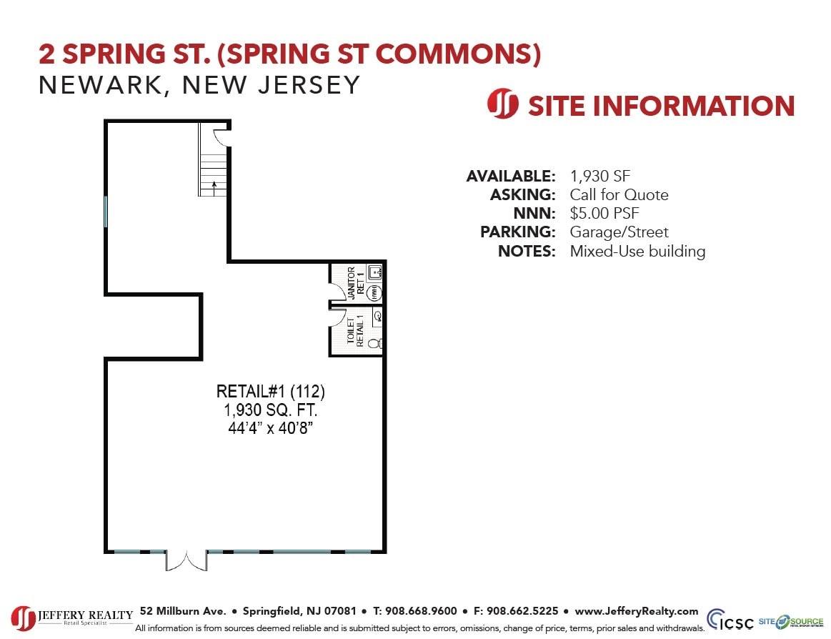 2 Spring St, Newark, NJ à louer Plan d’étage– Image 1 sur 1