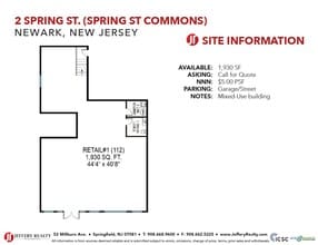 2 Spring St, Newark, NJ à louer Plan d’étage– Image 1 sur 1