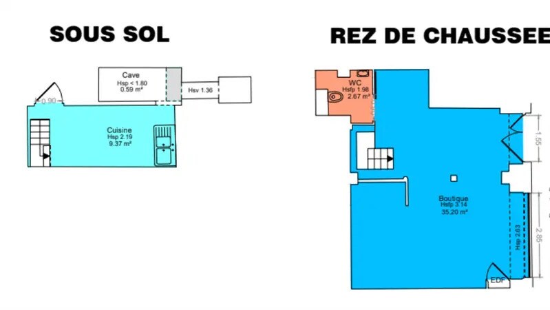 Local commercial dans Paris à louer - Plan d’étage – Image 1 sur 3