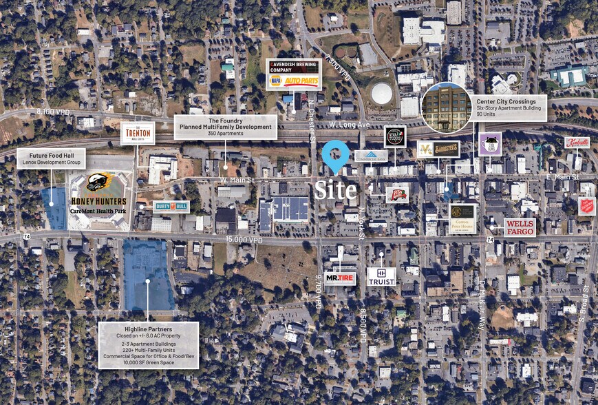 342 W Main Ave, Gastonia, NC à louer - Aérien – Image 3 sur 8