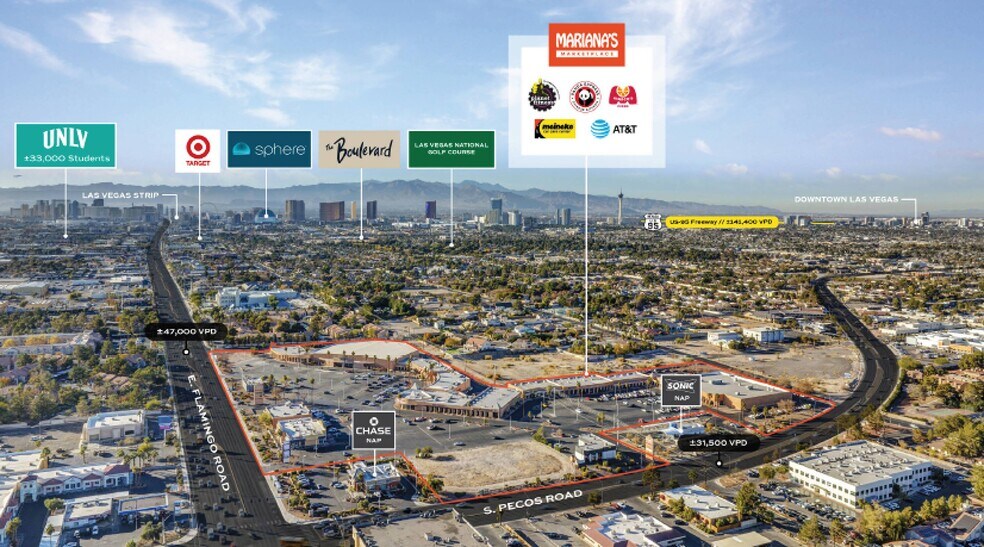 3220-3370 E Flamingo Rd, Las Vegas, NV à louer - Aérien – Image 3 sur 12