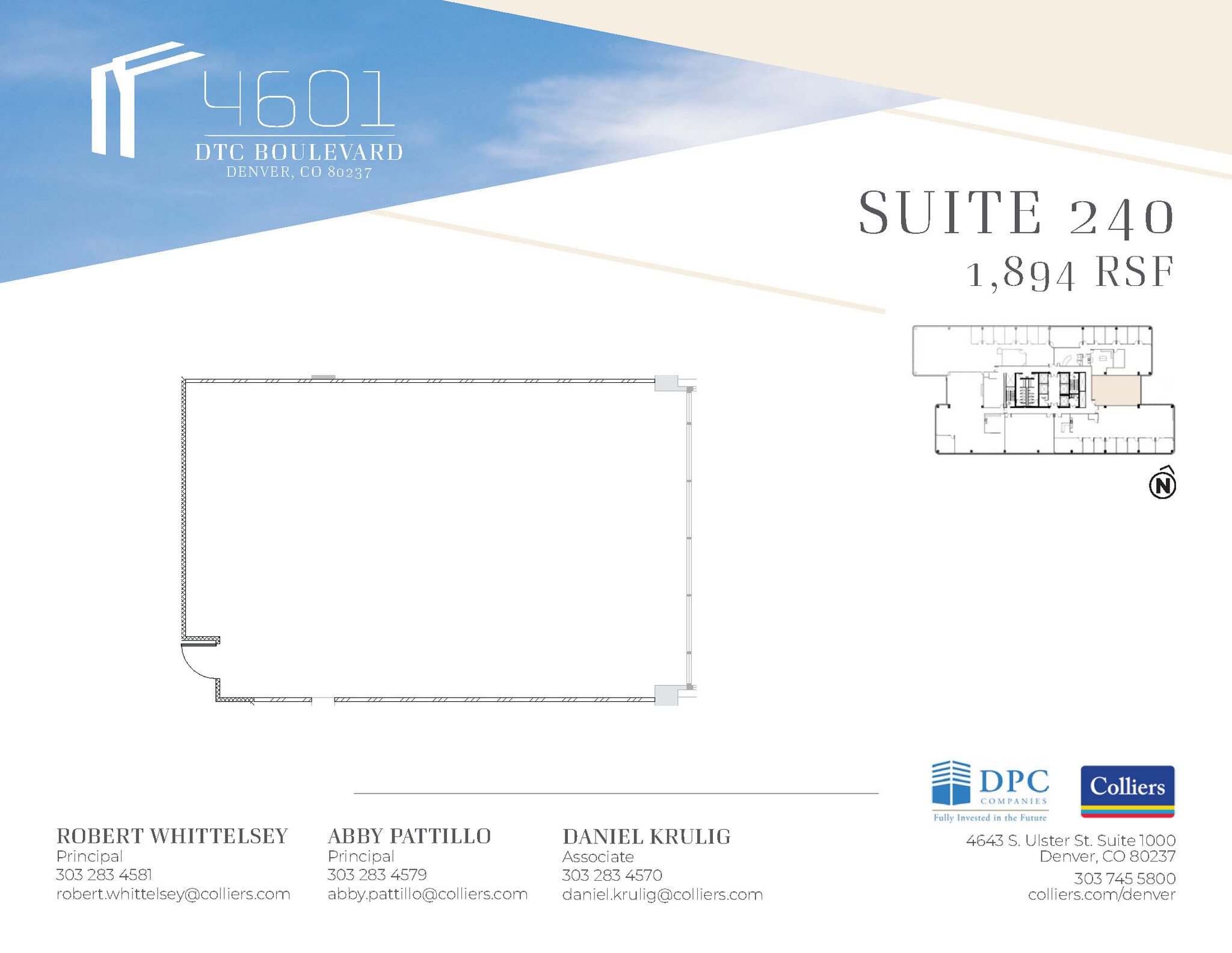 4601 Dtc Blvd, Denver, CO à louer Plan d’étage– Image 1 sur 1