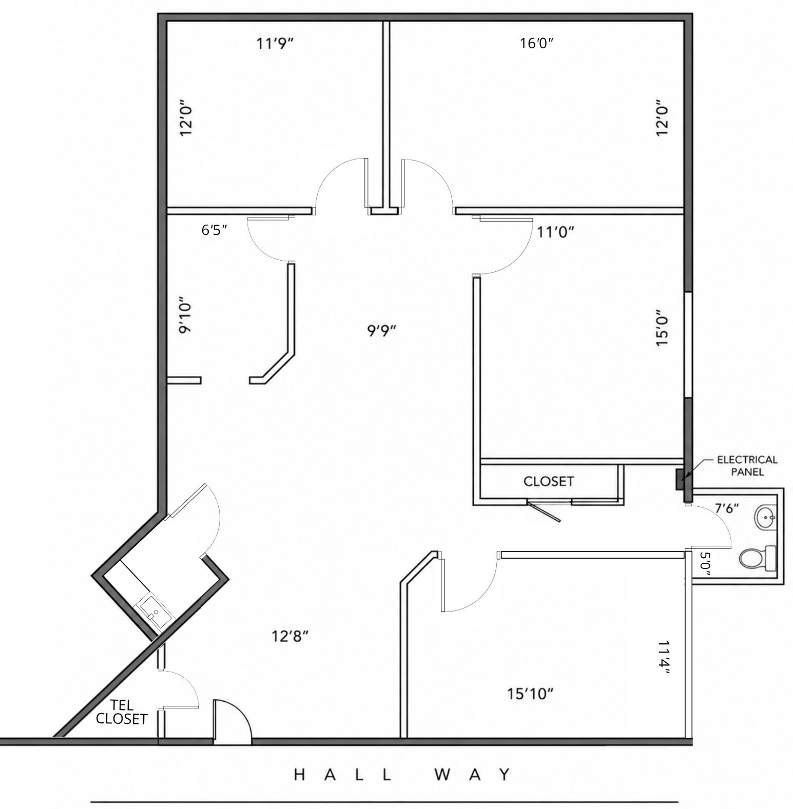 290-300 S County Farm Rd, Wheaton, IL à louer Plan d’étage– Image 1 sur 3