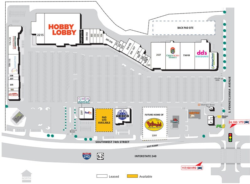 2203 SW 74th St Walnut Square Shopping Center, Oklahoma City, OK à louer - Plan de site – Image 2 sur 3