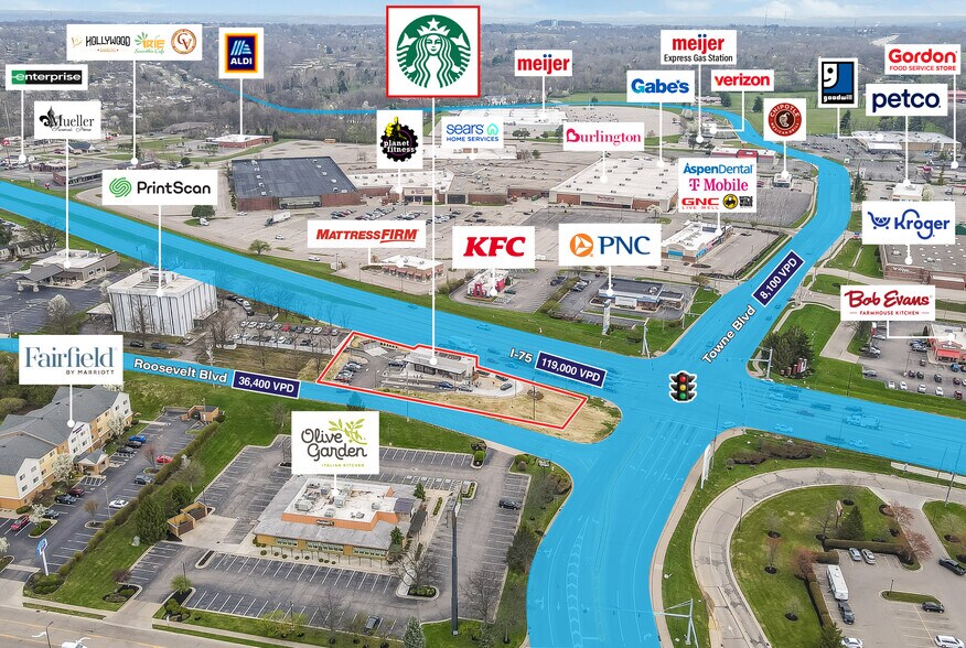 6700 Roosevelt Ave, Middletown, OH à vendre - Aérien – Image 2 sur 5