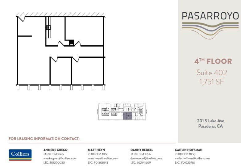 225 S Lake Ave, Pasadena, CA à louer Plan d’étage– Image 1 sur 1