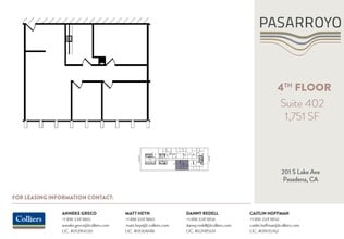 225 S Lake Ave, Pasadena, CA à louer Plan d’étage– Image 1 sur 1