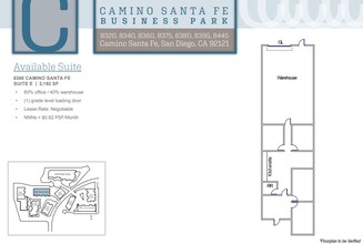 8360 Camino Santa Fe, San Diego, CA à louer Plan d’étage– Image 1 sur 1