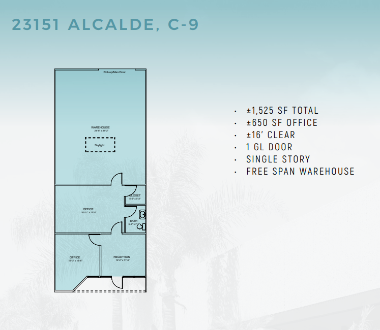 23151 Alcalde Dr, Laguna Hills, CA à louer Plan d’étage– Image 1 sur 1