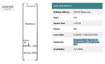 2120 W Mission Rd, Escondido, CA à louer Plan d’étage– Image 1 sur 1