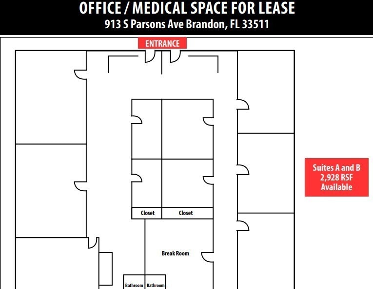 911-917 S Parsons Ave, Brandon, FL à louer Plan d’étage– Image 1 sur 1
