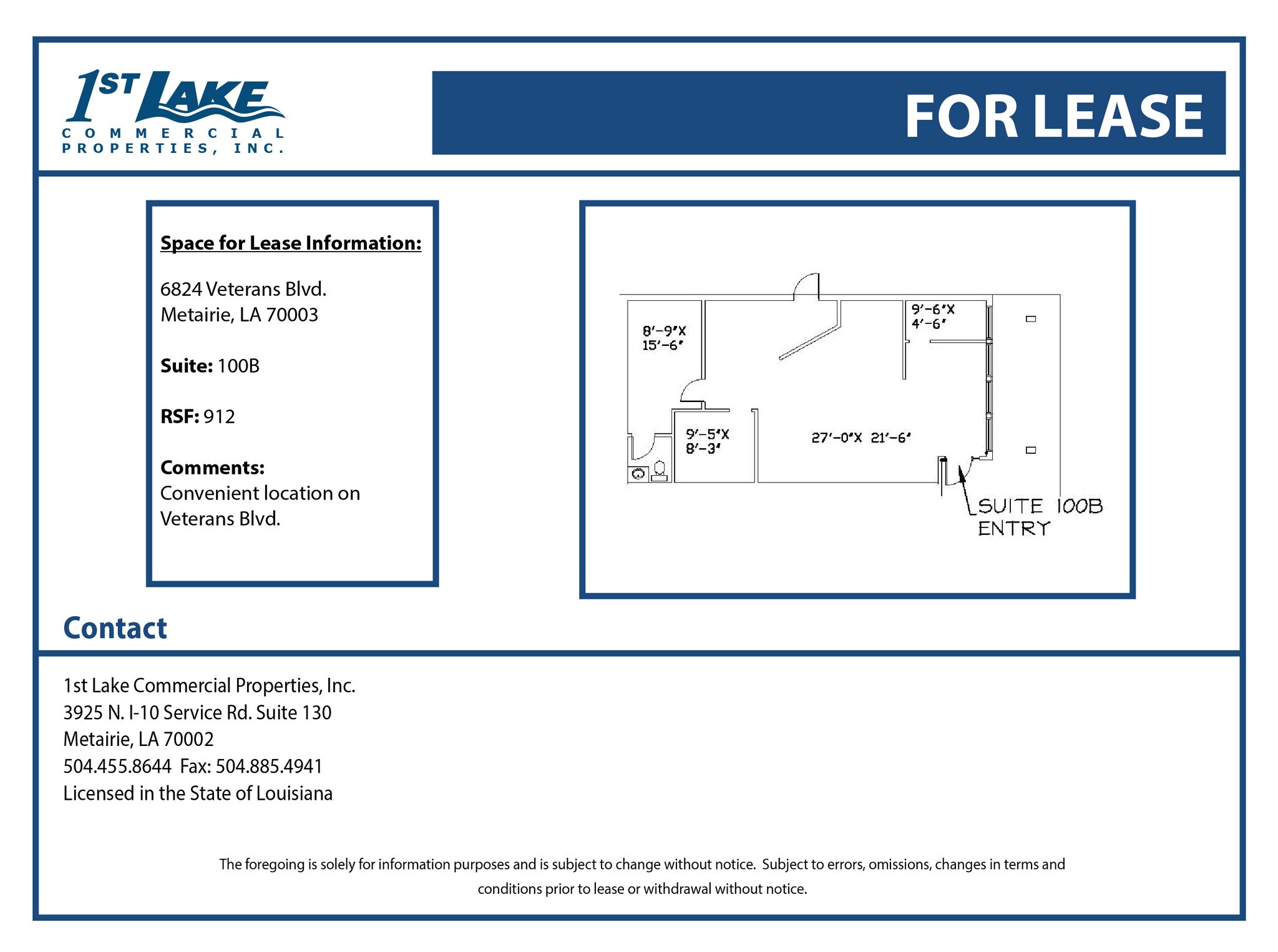 6824 Veterans Memorial Blvd, Metairie, LA à louer Plan d’étage– Image 1 sur 1