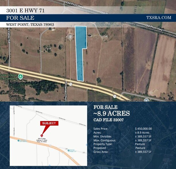 3001 E Hwy 71, West Point, TX à vendre - Photo principale – Image 1 sur 1