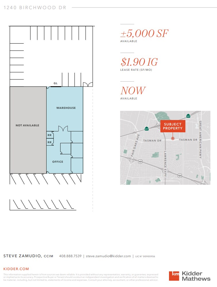 1240 Birchwood Dr, Sunnyvale, CA à louer Plan d’étage– Image 1 sur 1