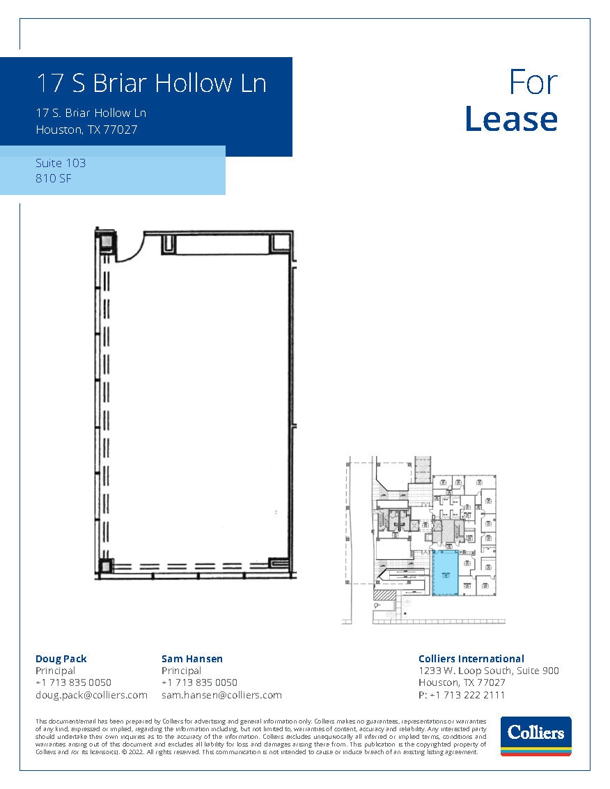 17 S Briar Hollow Ln, Houston, TX à louer Plan d’étage– Image 1 sur 1