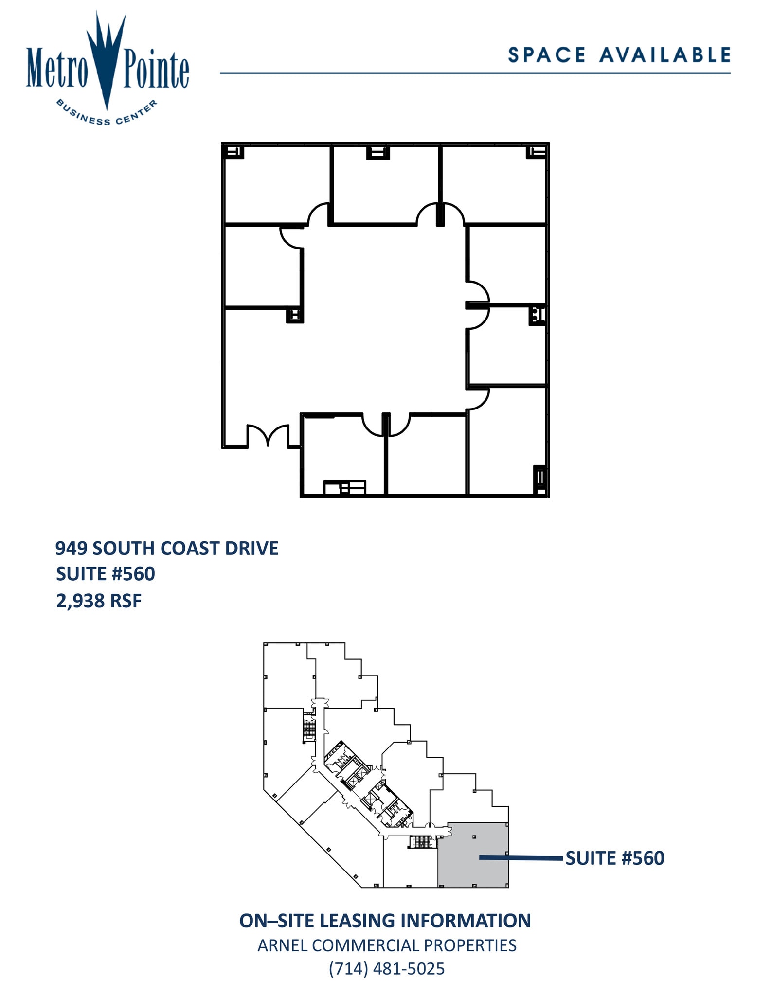949 S Coast Dr, Costa Mesa, CA à louer Plan d’étage– Image 1 sur 1